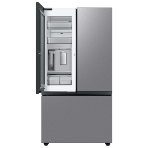 Home Samsung BESPOKE 36-inch 30.1 cu. ft. 3-door French door refrigerator in stainless steel with bottom freezer and modern flat-panel design